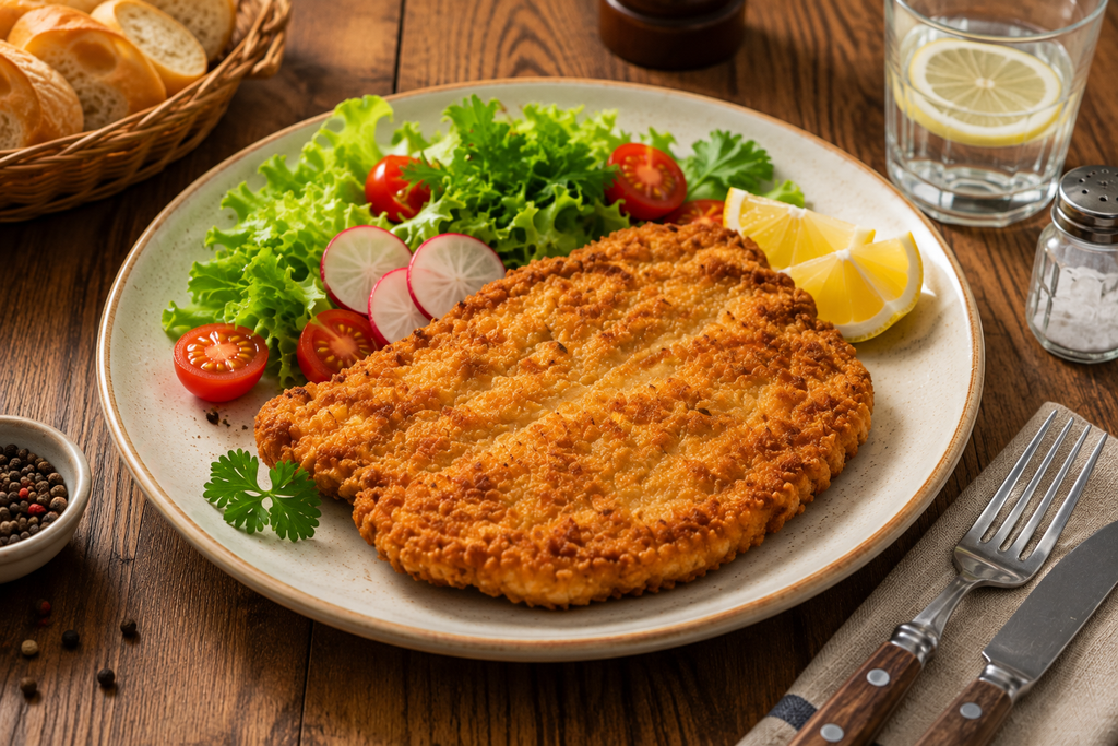 Куриная отбивная на сковороде: сочная и хрустящая 2 Сочная куриная отбивная в хрустящей панировке с овощами и зеленью