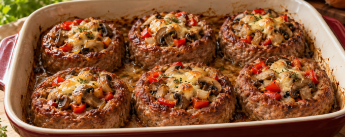 Мясные гнёзда с грибами и овощами